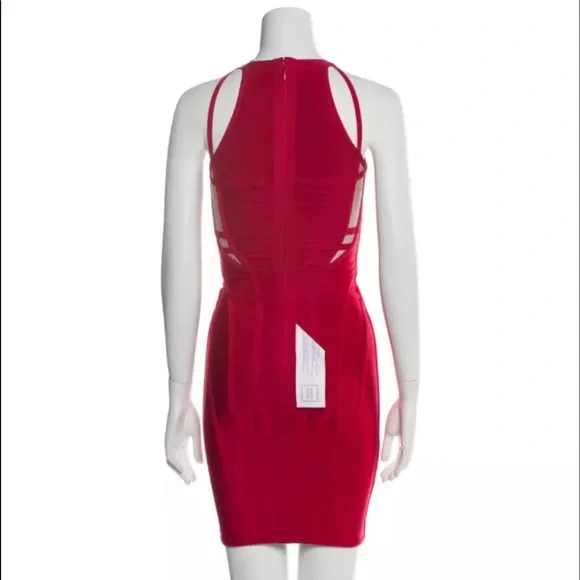 Herve Leger Sexy Red Cut out Dress - Picture 4 of 5